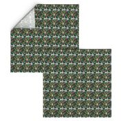 SMALL - Pitbull tiki fabric - dogs tiki fabric, summer tropical fabric, dogs, dog breeds, dog breed, pitbulls, dog fabric - dark green