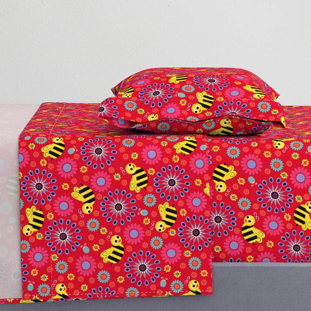 Bee My World Floral red