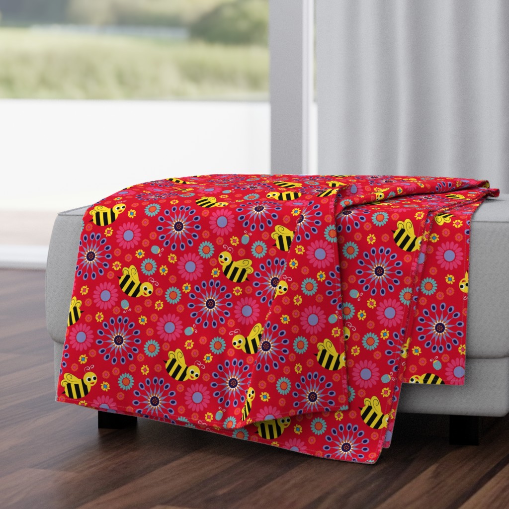 Bee My World Floral red