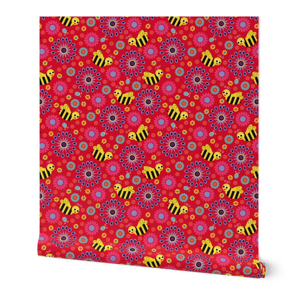 Bee My World Floral red