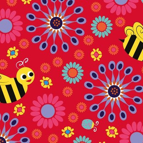 Bee My World Floral red