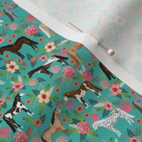 horse multi coat floral (SMALL) horses fabric turq