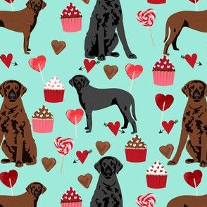 curly coated retriever cupcakes fabric - dog fabric, dog breeds fabric, curly coated retriever fabric - mint