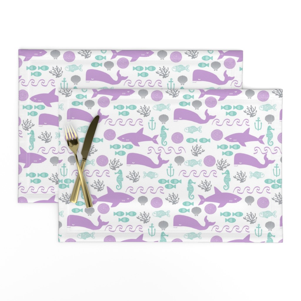 ocean animals - purple and mint, ocean animals, animals print, ocean print, animals - purple