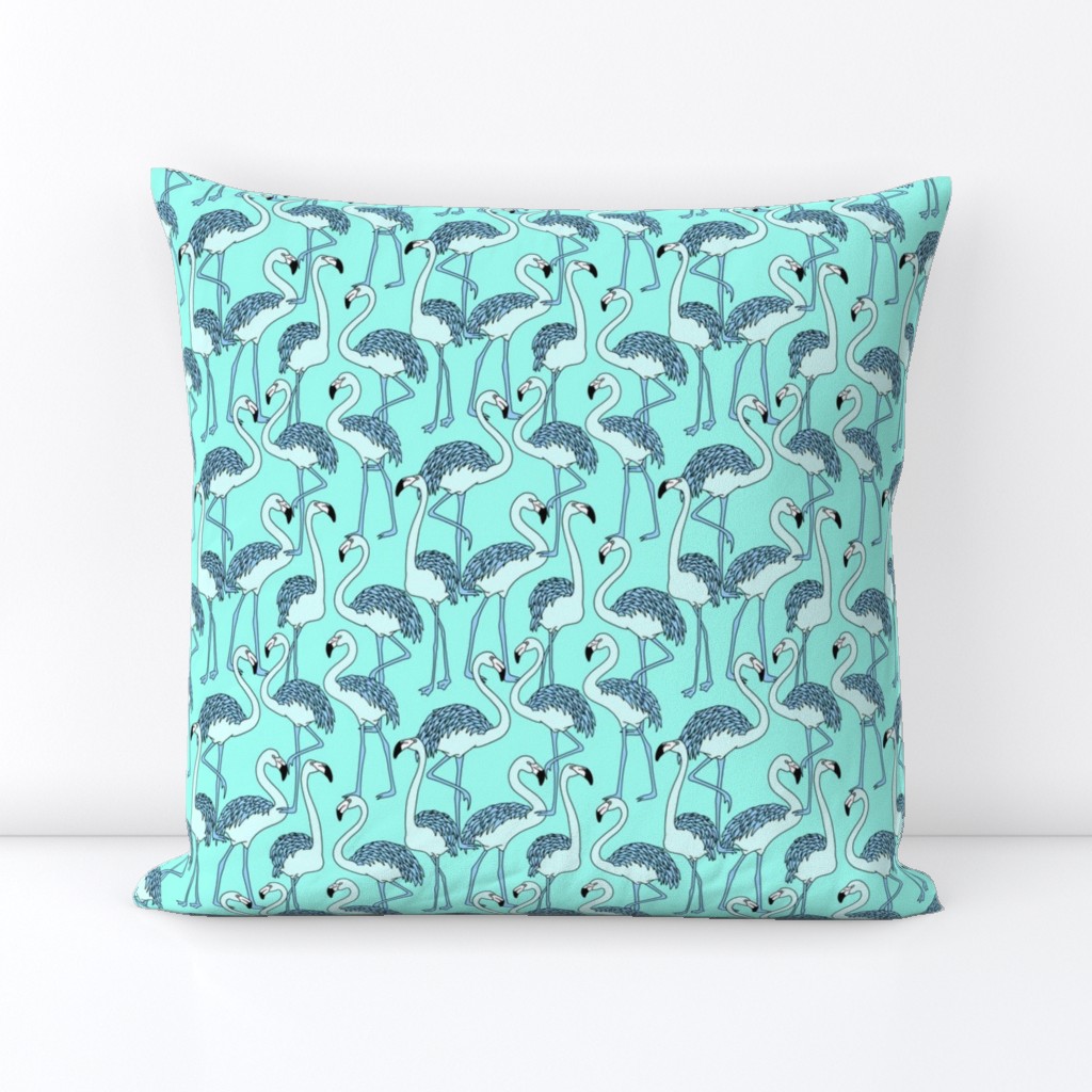 Aqua Blue Flamingo