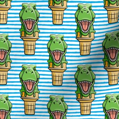 dino trex ice cream cones - blue stripes  - LAD19