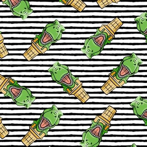 dino trex ice cream cones - toss on black stripes - LAD19