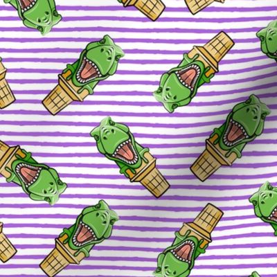 dino trex ice cream cones - toss on purple stripes - LAD19