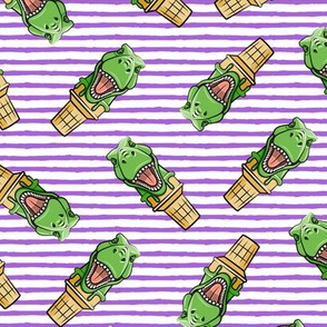 dino trex ice cream cones - toss on purple stripes - LAD19