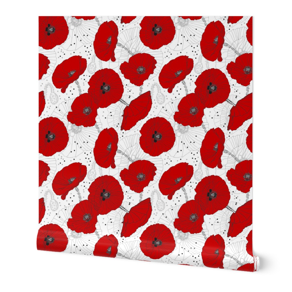 Red Poppy Seamless Pattern