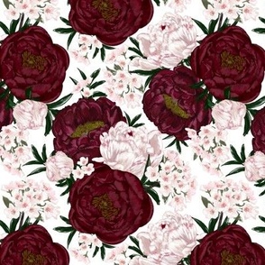 Peonies and Cherry Blooms (white) 6" sm