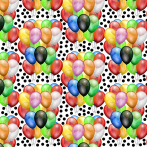 Party Fun - balloons & Spots, white 