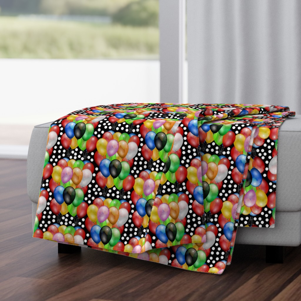 Party Fun - balloons & spots, black 