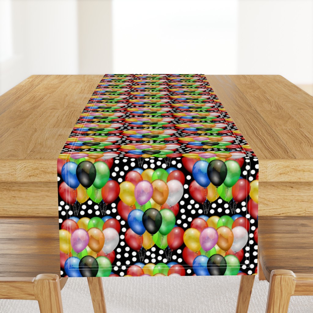 Party Fun - balloons & spots, black 