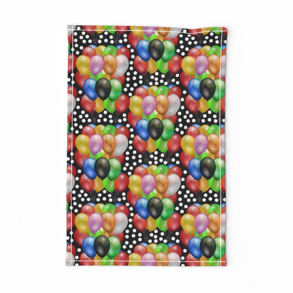 Party Fun - balloons & spots, black 