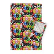 Party Fun - balloons & spots, black 