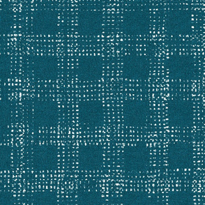 Mud cloth plaid Textured Check Teal and White