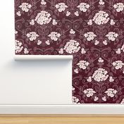 Cherry Blossom Damask (burgundy)