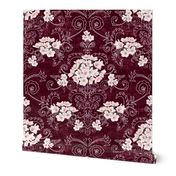 Cherry Blossom Damask (burgundy)