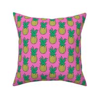 Pineapple on Dark Magenta Pink  3 inch