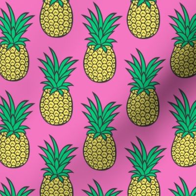 Pineapple on Dark Magenta Pink  3 inch