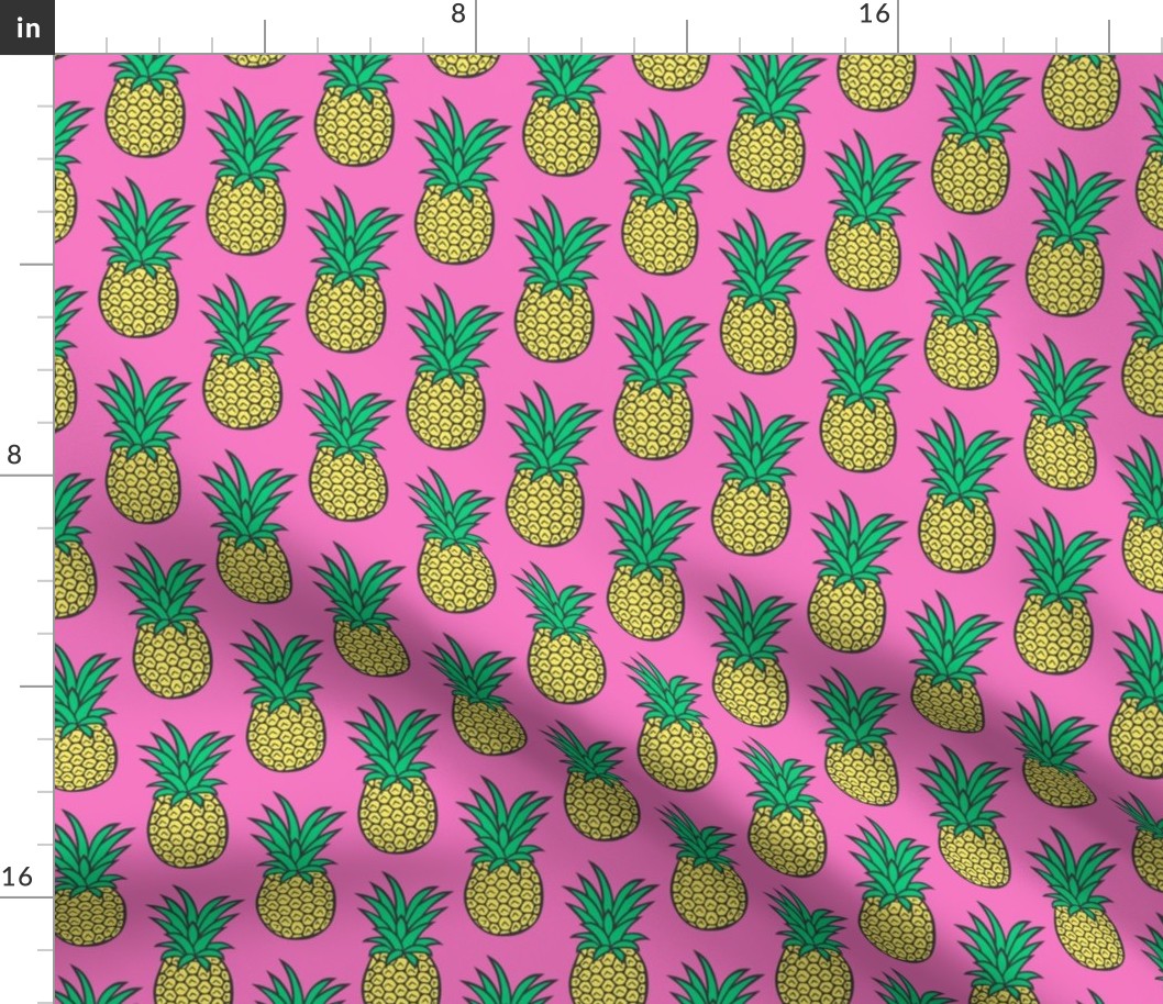 Pineapple on Dark Magenta Pink  3 inch