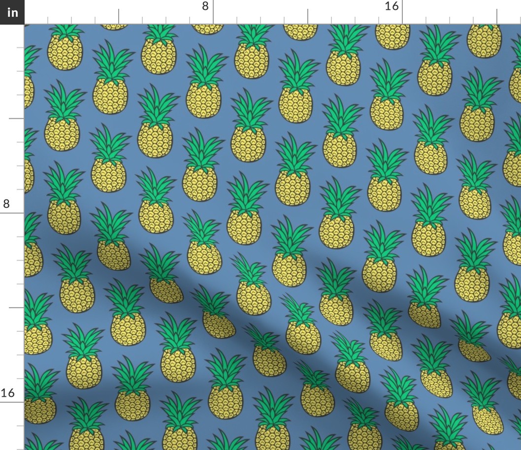 Pineapple on Dark Blue Navy  3 inch