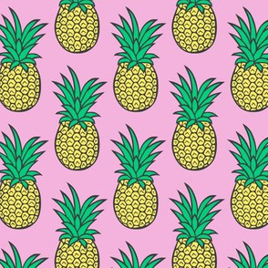 Pineapple on Magenta Pink  3 inch