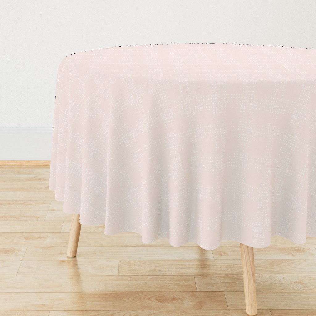 Mud Cloth Textured Check Barely pink and White