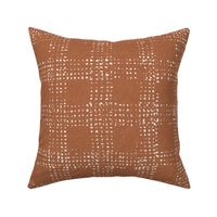 Mud cloth Textured Check Earth tone Terracotta and White