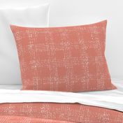 Mud cloth Textured Check Grapefruit and White