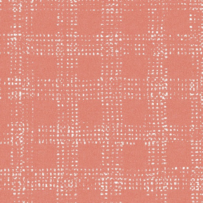 Mud cloth Textured Check Grapefruit and White