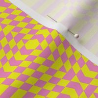 JP26 - Striped Check Hybrid in Sunny Yellow and Pink