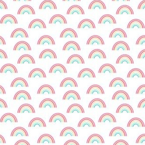 SMALL - rainbows fabric - rainbow fabric, pastel rainbow, pastel rainbows, pastel rainbow fabric - white