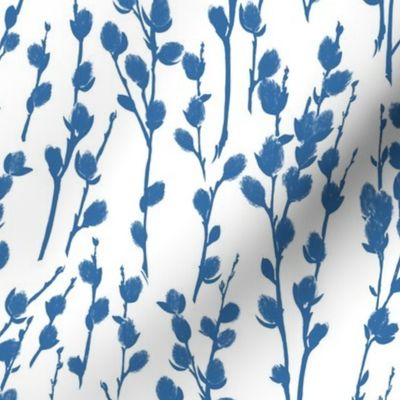 Pussywillow Sprigs | Medium Blue + White