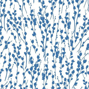 Pussywillow Sprigs | Medium Blue + White