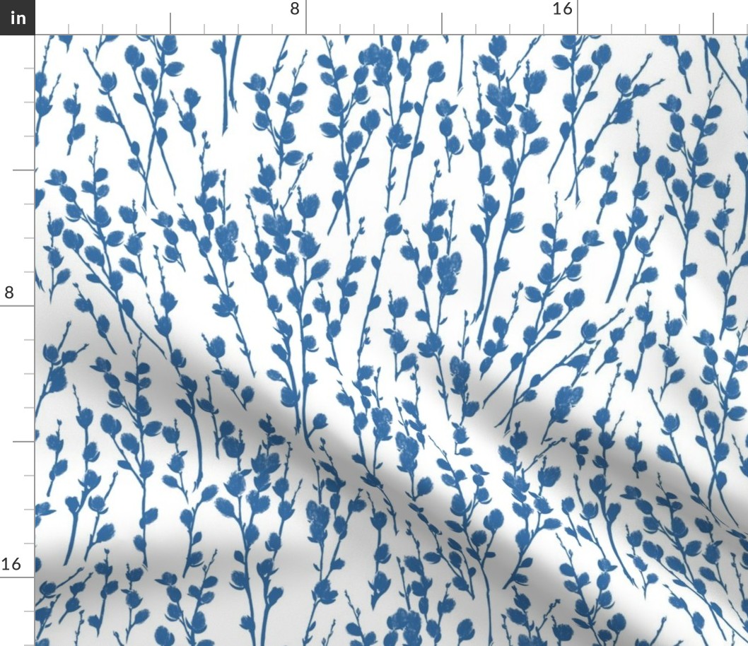 Pussywillow Sprigs | Medium Blue + White