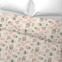 Wild Rose on Blush Linen, girl baby kids large flower non-directional