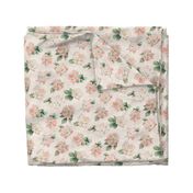 Wild Rose on Blush Linen, girl baby kids large flower non-directional