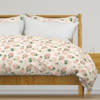 Wild Rose on Blush Linen, girl baby kids large flower non-directional