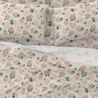 Wild Rose on Blush Linen, girl baby kids large flower non-directional