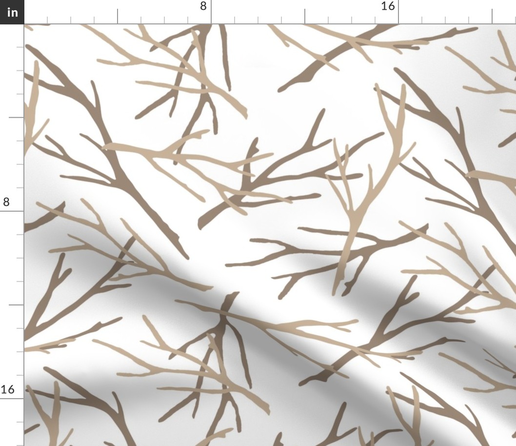 Silhouette of Branches -two shades of brown on white- design 36