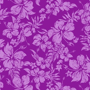 Distressed Hawaiian Hibiscus Floral-Violet