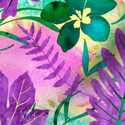 Hawaiian Tropical Floral Watercolor - Violet