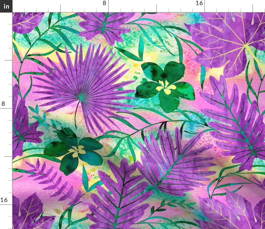 Hawaiian Tropical Floral Watercolor - Violet