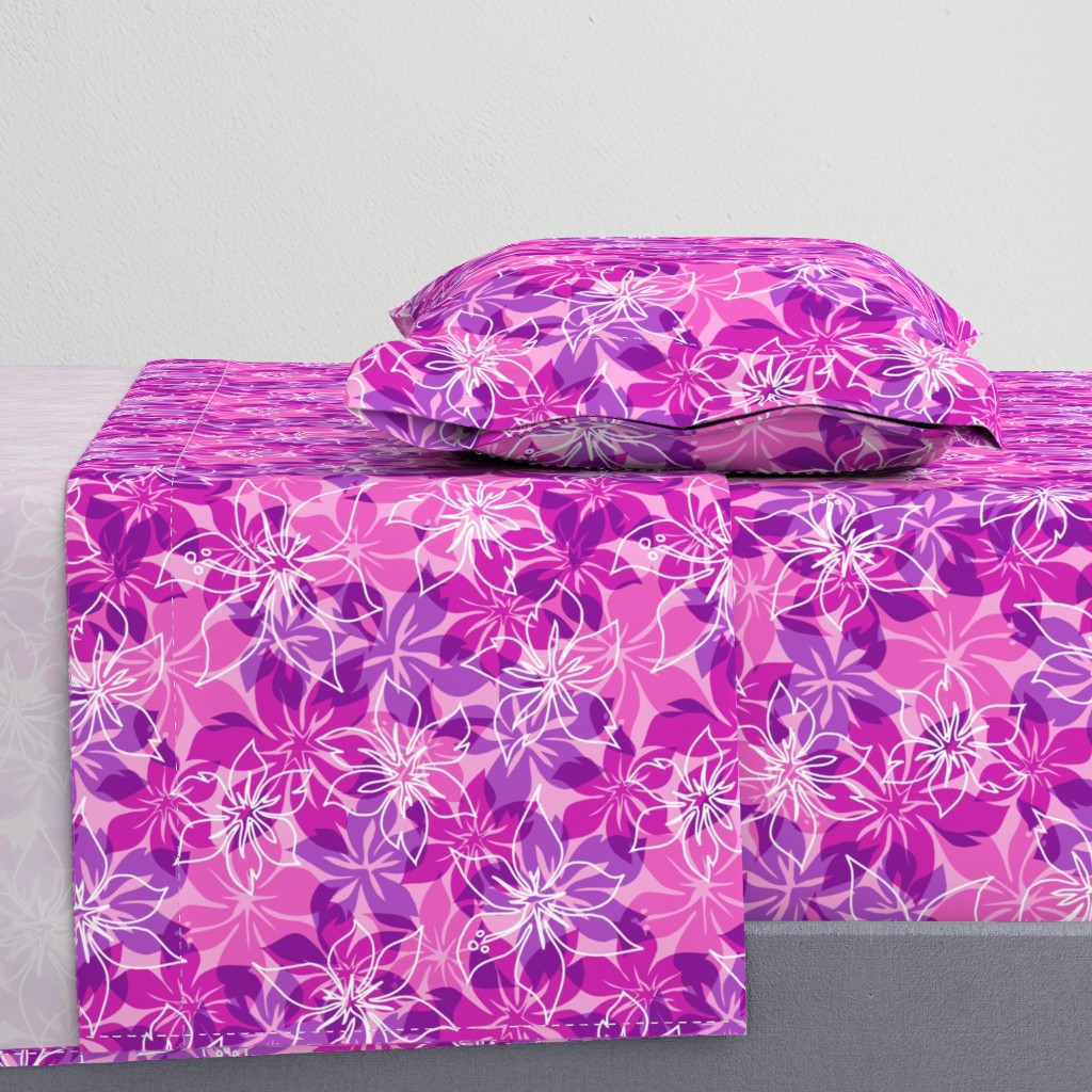 Modern Hawaiian Floral Camo- Violet