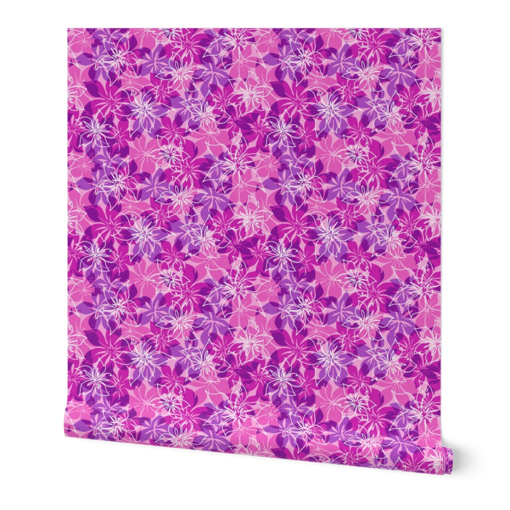 Modern Hawaiian Floral Camo- Violet