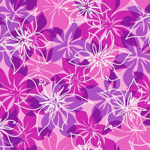 Modern Hawaiian Floral Camo- Violet