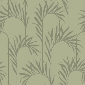 Tropical Art Deco Dark Sage Green