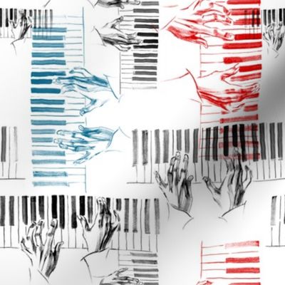 Piano in blue, red, black